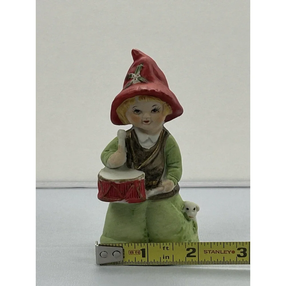 Vintage 1980 MWC Little Drummer Boy Bell Figurine Lamb Taiwan Christmas Ceramic